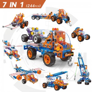 244PCS रोड आपातकालीन मरम्मत वाहन मॉडल खिलौना बच्चों क्रिएटिव स्क्रू नट टेक अपार्ट कार हेलीकाप्टर DIY बिल्डिंग ब्लॉक किट ट्रक