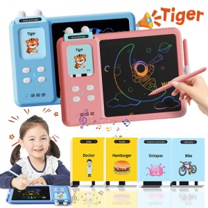 2-in-1 LCD Writing Drawing Tablet English Talking Flash Cards Montessori Educational Learning Machine Autism Sensory Toy para sa Bata