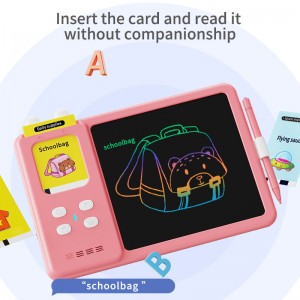 2-ان-1 LCD لکڻ واري ڊرائنگ ٽيبليٽ انگلش ٽاڪنگ فليش ڪارڊ Montessori Educational Learning Machine Autism Sensory Toy for Kid