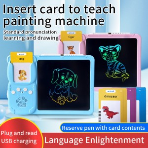 Máquina de tarxetas cognitivas para niños, dispositivo electrónico de aprendizaxe de inglés, tarxetas de conversación educativas para niños con tableta de debuxo LCD