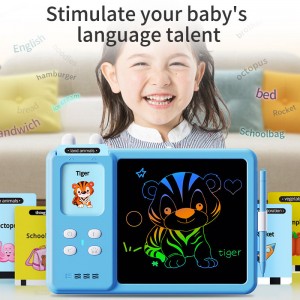 Tablette di scrittura LCD 2-in-1, carte flash parlanti in inglese, macchina per l'apprendimento educativo Montessori, giocattolo sensoriale per l'autismo per i bambini