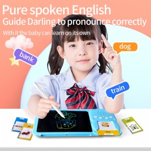 Kognitiv kortmaskin for barn Elektronisk engelsk læringsenhet Småbarn Pedagogisk snakkende flashkort med LCD-tegnebrett