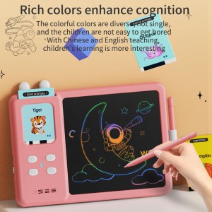 2-in-1 LCD-skryf-tekentablet Engelssprekende flitskaarte Montessori-opvoedkundige leermasjien Outisme Sensoriese speelding vir kind