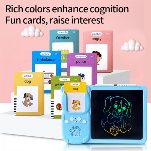 Kids Cognitive Card Machine Electronic English Learning Device Toddler Educational Talking Flash Cards with LCD Drawing Tablet