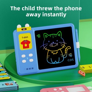 2 az 1-ben LCD író rajztábla angolul beszélő flash kártyák Montessori oktatási tanulási gép Autizmus érzékelő játék gyerekeknek