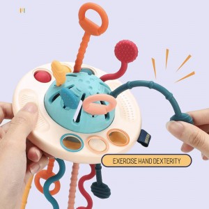 Mafi kyawun Siyar da Silicone Baby Kitin Haƙora UFO Mai Yawo Saucer Puller Interactive Montessori Sensory Toys don Jarirai Watanni 6-12