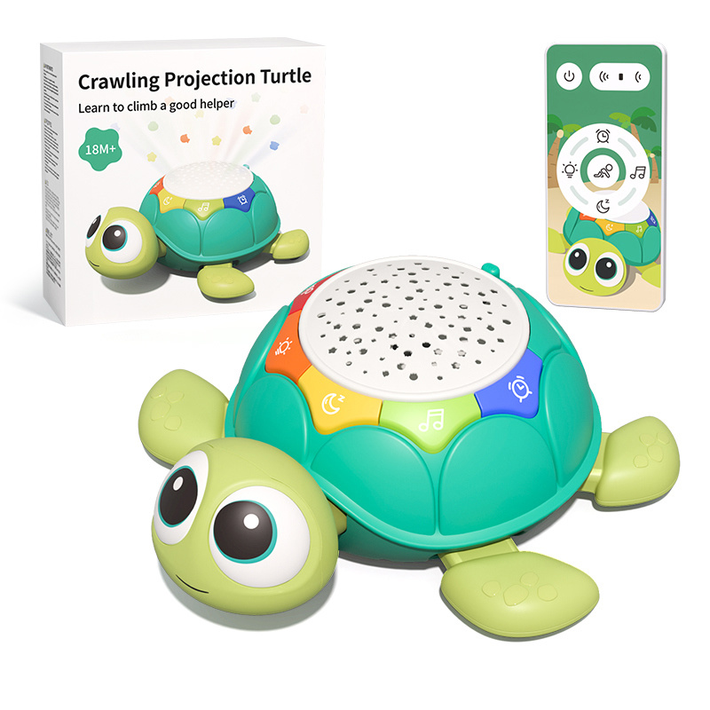 Baby Learning Crawling Electric Tortoise Toy Head Shaking Cartoon Animal Projection Lighting Musical Remote Control Turtle Toy