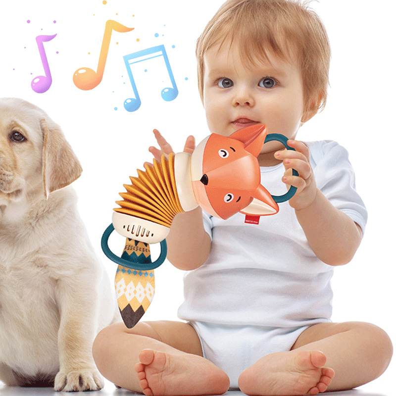 2023 Småbarn Tidig Pedagogisk Elektrisk musikinstrument Hjärnutveckling Baby Lugnleksak Söt tecknad Fox Toy Dragspel