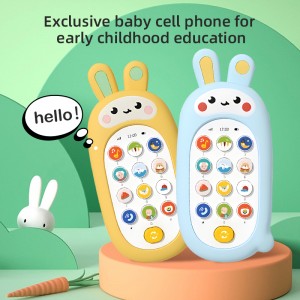 Funda de silicona para teléfono móvil con dibujo de conejo extraíble para niños, primer regalo para niños, Juguete musical educativo para bebés, teléfono móvil