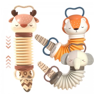Baby Early Education Musical Toy Newborn Sleep Soothing Hanging Instrument Toy Cute Cartoon Elephant Elk Lion Accordion Toy