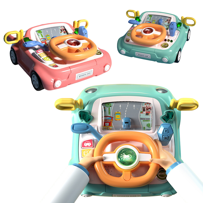 Baby Racing Car Game Driving Simulator Kids Traffic Knowledge Learning Electric Multifunctional Steering Wheel Toy for Children