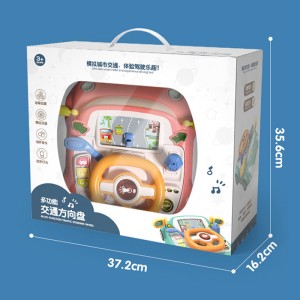 Baby-Rennwagen-Spiel Fahrsimulator Kinder Verkehrswissen Lernen Elektrisches Multifunktions-Lenkrad-Spielzeug für Kinder