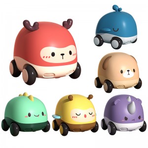 Children Plastic Mini Inertia Animal Car Toy Baby Soft Teether Cute Cartoon Pet Friction Car Toy for Kids