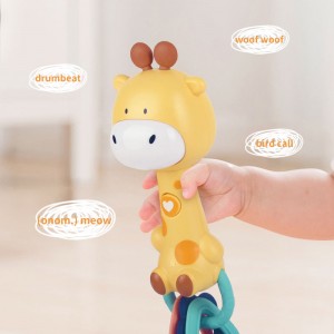 Newborn Sensory Musical Stick Cartoon Giraffe/ Rabbit/ Bear/ Lion Rattle Teether Infant Early Educational Baby Rattles Toys