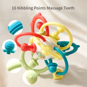Infant Teething Relief Chew Toy Newborn Easy Grasp Ball Teether Developmental Activity Sensory Silicone Rattles Baby Toys