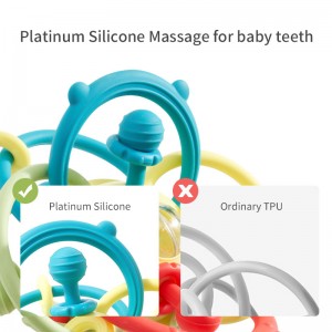 Infant Teething Relief Chew Toy Newborn Easy Grasp Ball Teether Developmental Activity Sensory Silicone Rattles Baby Toys