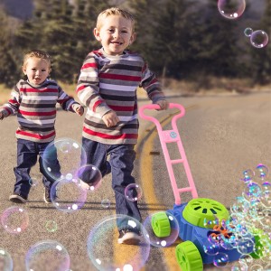 Summer Outdoor Electronic Automatic Bubble Maker Machine Toddler Fun Bubble Blowing Push Toys for Preschool Kids Boys and Girls
