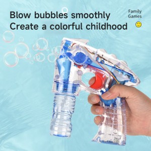 Pistolet à bulles automatique pour enfants, éclairage extérieur à piles, espace Transparent, souffleur de bulles, avec Solution de bouteille, été