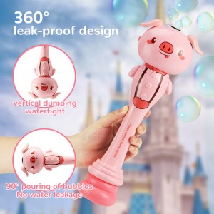 Kids Outdoor Cute Pig/Kuneho/Cow Soap Water Bubble Stick Plastic Electric Cartoon Animals Bubble Wand Toy na may Liwanag at Musika