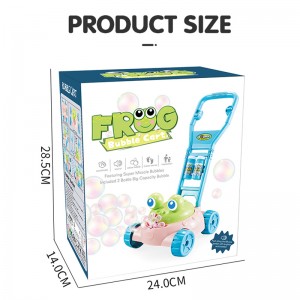 ကာတွန်းအသစ် Frog မြက်ရိတ်စက် Bubble Cart Juguetes De Burbujas နွေရာသီ ပြင်ပ ကလေးများအတွက် လျှပ်စစ်ဂီတ Bubble Machine Toys