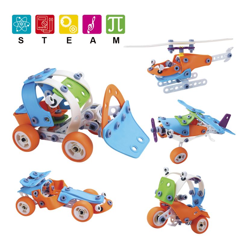132pcs 5 In 1 Construction STEAM Learning Toys Educational Engineering Model Building Set Boys Creative DIY Erector Kit For Kids