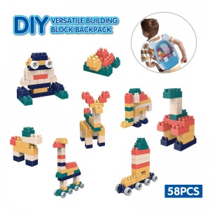 LVIII Partes Creative Construction Bricks parens-puer Interactive Conventus Toys Kids Intelligent DIY Aedificium obstruit cum Backpack