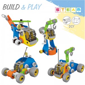 81 bucăți 4 în 1 STEM bloc de construcție mașină elicopter model pentru copii set imaginativ de joacă pentru construcții DIY jucării de asamblare pentru copii