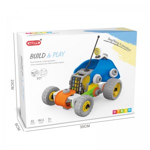 81PCS 4 in 1 STEM Baustein Auto Hubschrauber Modell Kinder Fantasievolles Bauspielset DIY Montage Spielzeug für Kinder