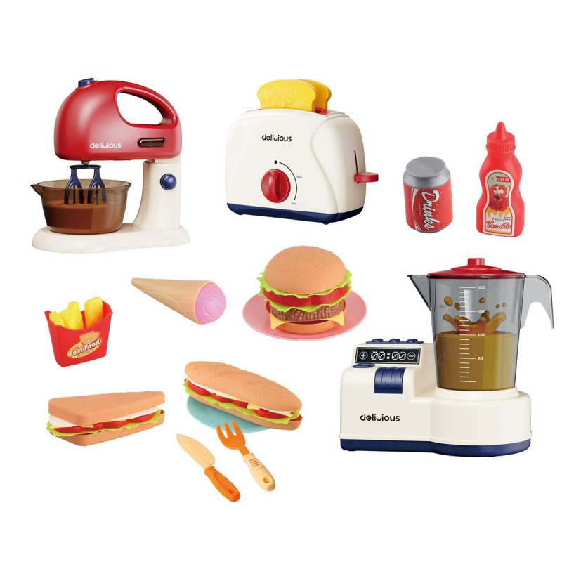 Toaster/ Egg Beater/ Juicer Toy Luxury Kitchen Electrical Appliances Toy with Simulation Fast Food Accessories