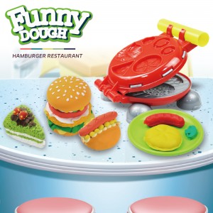 Custom Plasticine And Tools Play Kit Kids Intelligent Clay Molds Imaginative Hamburg Restaurant Toy Dough Set for Children