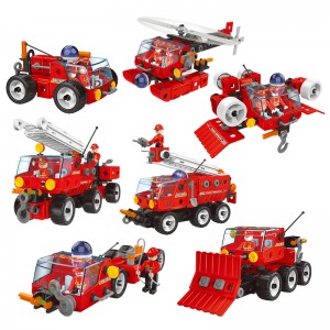 159 vnt. 7-in-1 ugniagesių gelbėtojų transporto priemonės statybinių blokų žaislų rinkinys, skirtas vaikams lavinti varžtus ir veržles miesto sunkvežimiui