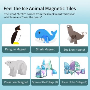 Marine Animal Magnetic Tiles Set Kids Creative Enlighten DIY Construction Magnetic Block Toys