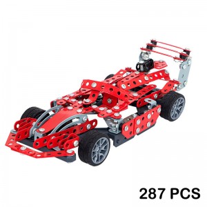287 pçs modelo de bloco de construção de metal desmontar carro de corrida educacional crianças diy aparafusar brinquedos de montagem de metal
