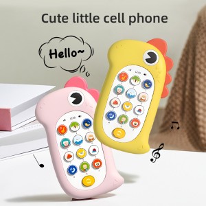 Kids Developmental Bilingual Chinese & English Electric Mobile Phone Cartoon Dinosaur Silicone Phone Case Baby Cell Phone Toy