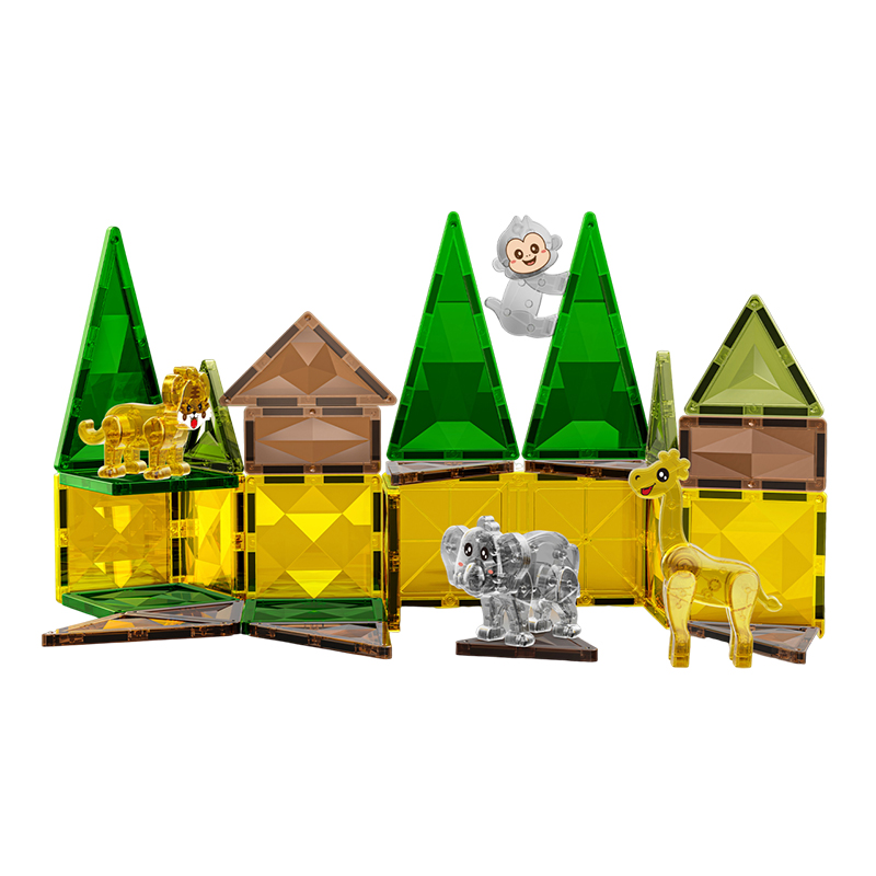 Wholesale Kids 3D Diamond Forest Animals Magnetic Building Tile Toy Set Parent-child interactive