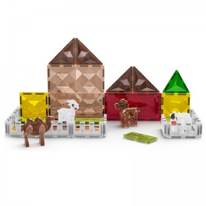 Wholesale Magnetic Tiles Farm Animals Set Toddler Sensory Magnet Building Blocks for Boys Girls Kids