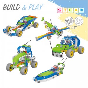 117PCS 5 in 1 Screw Assembly and Disassembly Racing Car Truck Aircraft Boat Model Toys STEAM Building Block Toy Set for Kids