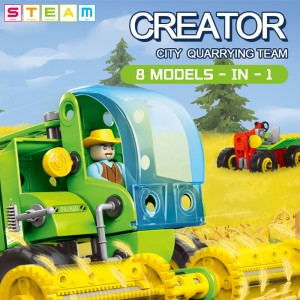 153PCS 8-во-1 креативна тема за фарма DIY модел на камион за градење играчки STEAM Образовни самосклопувачки блок-играчки за возила за деца