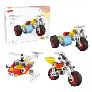 74PCS 3 yn 1 Child DIY Fleksibele Bouw Helikopter Motorcycle Play Set Intelligent Bouwblok Sets Model Toy foar Bern
