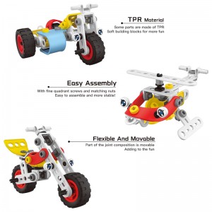 74 de bucăți 3 în 1 pentru copii, bricolaj, elicopter de construcție flexibil, set de joacă pentru motociclete, set de blocuri inteligente de construcție, model de jucărie pentru copii