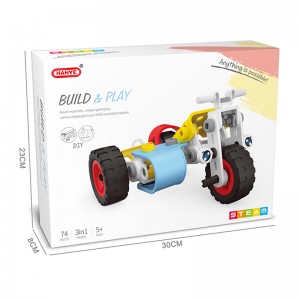 74PCS 3 in 1 kind DIY flexibele constructie helikopter motorfiets speelset intelligente bouwsteensets model speelgoed voor kinderen