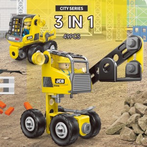 3-in-1 Screws and Nuts Connection City Construction Machinery Truck Play Kit 49pcs Creative DIY STEM Engineering Vehicle Toy