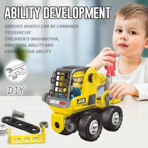 3-di-1 Screws and Nuts Connection City Construction Machinery Truck Play Kit 49pcs Creative DIY STEM Engineering Vehicle Toy