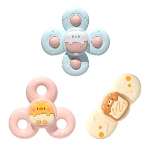 Baby Bathtub Door Wall Floor Suction Up Spinning Top Infant Teether Gyro Toy Fidget Kids Cartoon Finger Spinning Top Toys