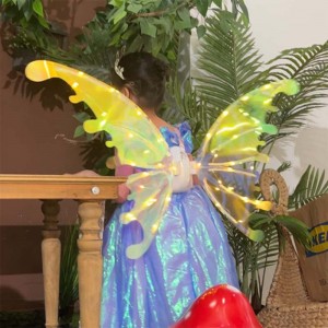 Хүүхдийн цахилгаан тоглоом гүнжийн хувцаслах гэрэлтдэг сахиусан тэнгэр эрвээхэй хувцас далавчны багц үдэшлэгийн тайзны хэрэгсэл DIY LED үлгэрийн далавч охидод зориулсан