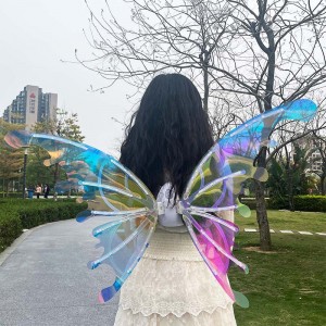 ළමා විදුලි සෙල්ලම් බඩු කුමරිය දීප්තිමත් ඒන්ජල් සමනල ඇඳුම් පියාපත් සකසන්න සාද වේදිකාවේ මුක්කු ගැහැණු ළමයින් සඳහා DIY Led Fairy Wings