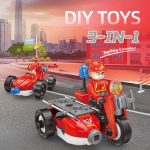 41pcs STEM Educational Fire Rescue Building Series Toy Children Intelligent 3-In-1 DIY Vehicle Toy Set