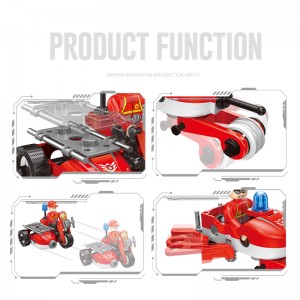 41pcs STEM Educational Fire Rescue Building Series Toy Children Intelligent 3-In-1 DIY Assembly Vehicle Toy Set