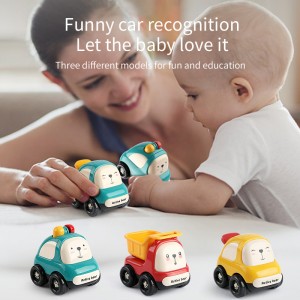 Baby Cute Cartoon Friction Powered Police Car/ Dump Truck/ Taxi Push And Go Mini Vehicle Set Plastic Inertia Car Toys for Kids