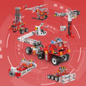 187PCS STEM Screw Nut Assembling Fire Fighting Vehicle Helicopter Toys Educational Fire Rescue Truck Building Block Set para sa mga Bata